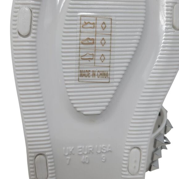 Lauren Lorraine Studley White Jeweled Slip On Slide Sandals Size 9 NEW in Box - Picture 10 of 10